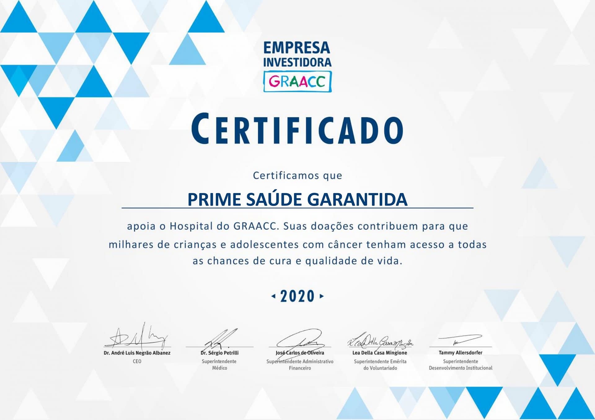 Certificado Empresa Investidora 2020 PRIME scaled